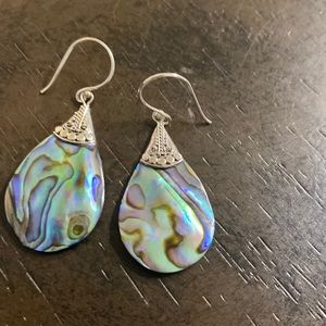 Abalone Sterling Silver Pierced Dangle Earrings